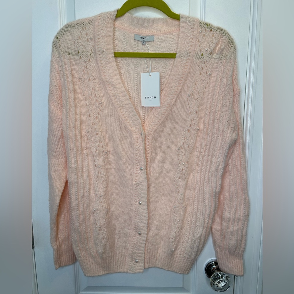 FRNCH Paris button down cardigan. Pink. women’s size medium